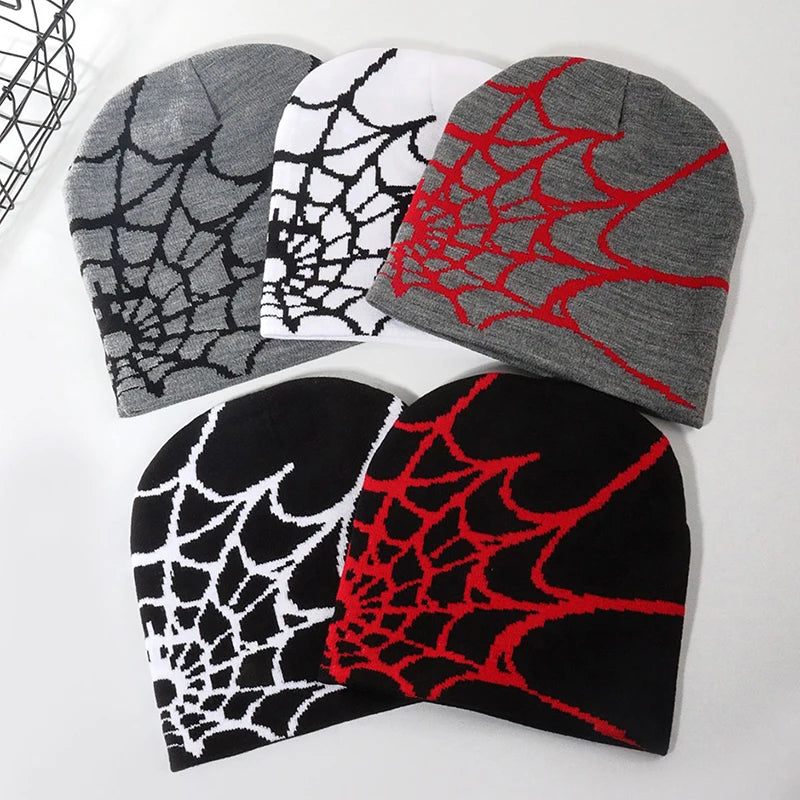 New Knitted Beanies Hat Cartoon Spider Embroidered Winter Hats Knitted Bonnet Cap Soft Woolen Beanies for Women Cap